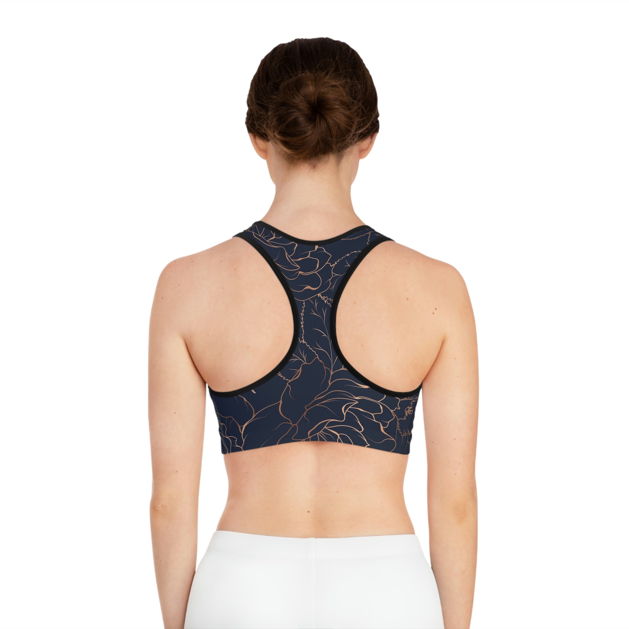 Rose Gold Floral Print Sports Bra